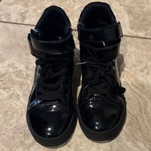 Kids Patent Black High-Top Sneakers size 2